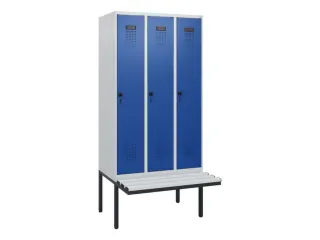 locker met bank,HxBxD 1950x900x815mm,3vak,vak B 300mm,draaigrendel - 2
