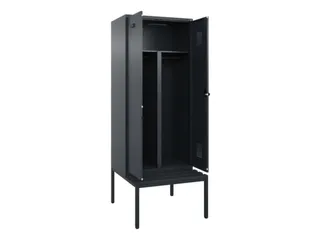 PBM-locker met bank,HxBxD 2120x800x815mm,2vak,vak B 400mm,draaigrendel - 1