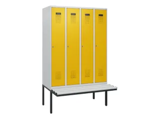 locker met bank,HxBxD 1950x1200x815mm,4vak,vak B 300mm,cilinderslot - 2