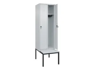 locker met bank,HxBxD 2120x600x815mm,2vak,vak B 300mm,draaigrendel - 2