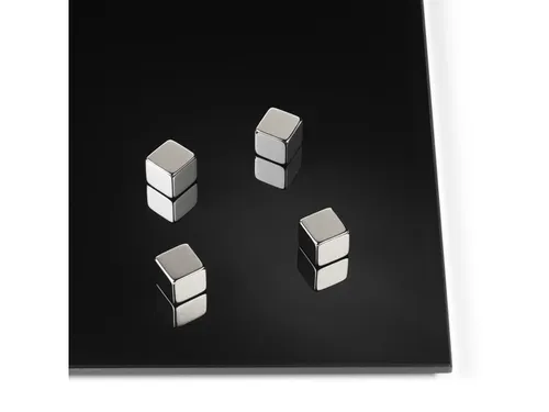 Glasbordmagneten Naga 10x10x10mm vierkant set a 4st. zilver