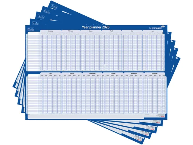 Projectplanner 2026 Legamaster 90x60cm horizontaal gelamineerd Engelst