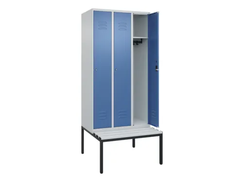 locker met bank,HxBxD 2120x900x815mm,3vak,vak B 300mm,cil.-slot