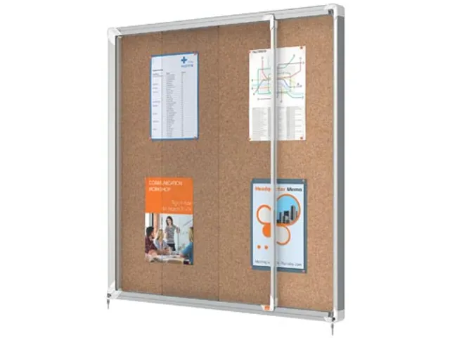 binnenvitrine met schuifdeur, kurk, ft 12xA4