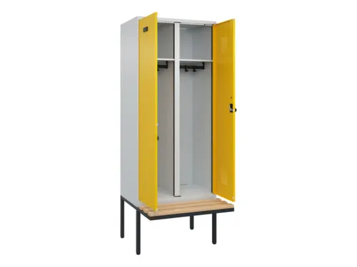 locker met bank,voor scheiding van kleding,HxBxD 2120x800x815mm,2vak