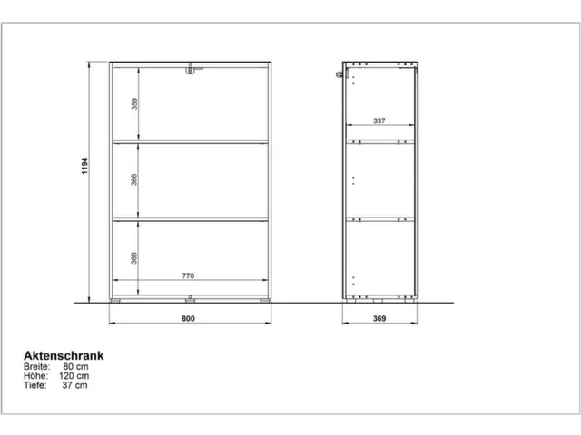 dossierkast,HxBxD 1200x800x370mm,3xhouten vloer,3ordnerhoogte