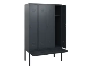 locker met bank,HxBxD 1950x1200x815mm,4vak,vak B 300mm,cil.-slot - 2