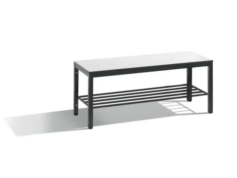 omkleedbank,HxLxD 401x1000x353mm,HPL wit,frame staal RAL7021