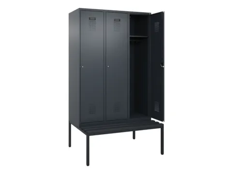 locker met bank,HxBxD 2120x1200x815mm,3vak,vak B 400mm,cilinderslot