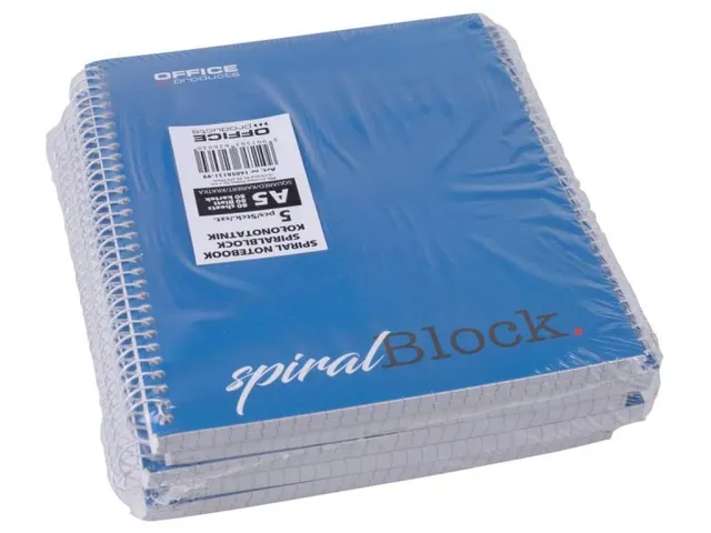 spiraalschrift A5 80 vel geruit 5mm Blauw