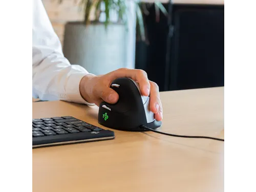 Ergonomische muis R-Go HE Break Medium links bedraad Zwart