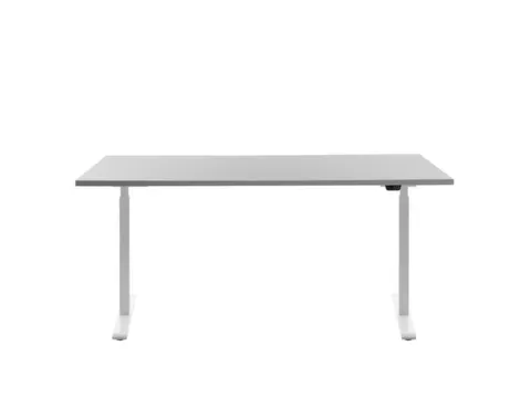 Elektrisch ihv bureau,HxBxD 700-1200x1600x800mm,blad grijs,T-voet wit