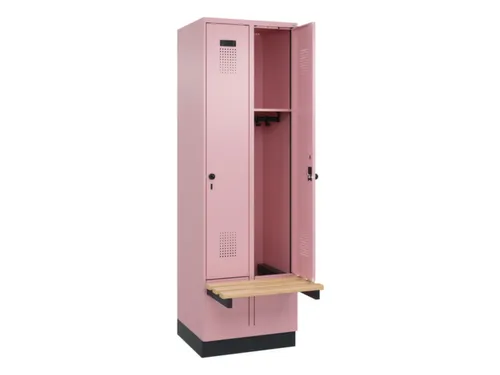 locker met bank,HxBxD 1950x600x815mm,2vak,vak B 300mm,draaigrendel