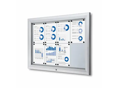 Vitrinekast mededelingenbord Outdoor 8xA4 Zilver