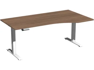 In hoogte verstelbaar bureau in vrije vorm,HxBxD 630-1280x1800x1000mm - 1
