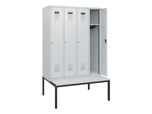 locker met bank,HxBxD 1950x1200x815mm,4vak,vak B 300mm,cilinderslot