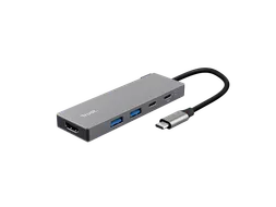 Adapter Trust Dalyx 5-in-1 USB-C-adapter met meerdere poorten grijs