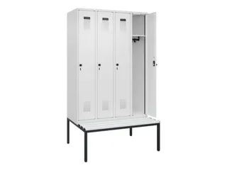locker met bank,HxBxD 2120x1200x815mm,4vak,vak B 300mm,draaigrendel - 1
