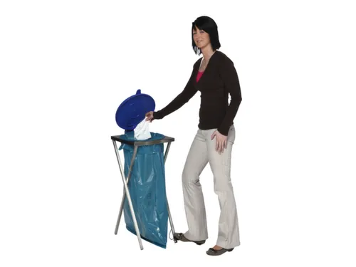 Rvs Afvalverzamelaar 120 Liter 900x400x450mm Voetpedaal Deksel Blauw