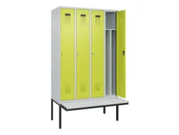locker met bank,voor scheiding van kleding,HxBxD 2120x1200x815mm,4vak