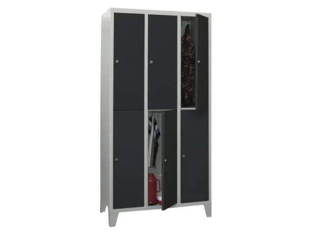 lockerkast,HxBxD 1850x1200x500mm,3x2vakken,RAL7035,front RAL7016