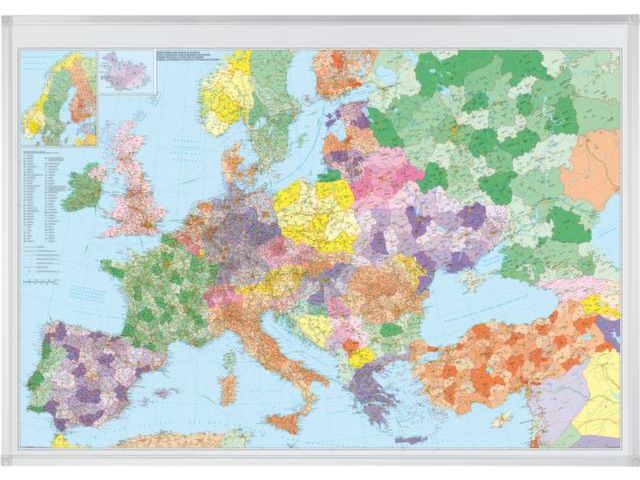 kaart van Europa HxB 98x138cm schaal 1:3.600.000 opprikbaar | Landkaartbord.nl