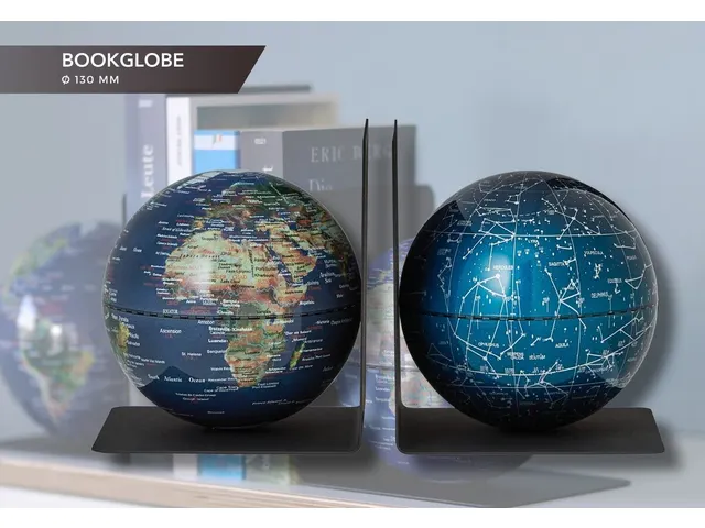 Boekensteun TROIKA met magnetische Wereldbol 13cm 2 stuks Assorti
