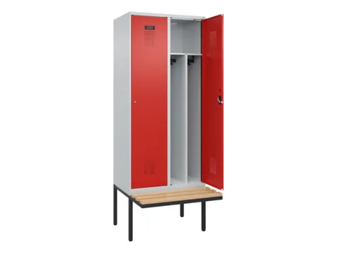 locker met bank,voor scheiding van kleding,HxBxD 2120x800x815mm,2vak
