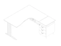 bureauset bureau staand ladeblok rechts 730x1600x1650mm C-voet wit