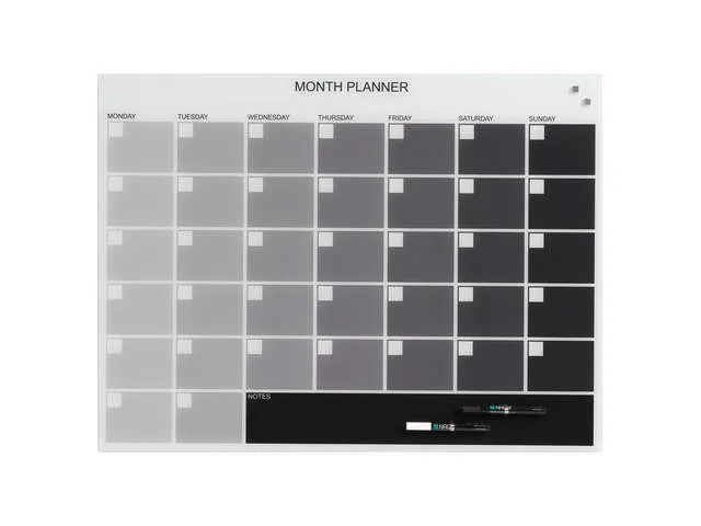 Tableau magnétique en verre Naga 80 × 60 cm - Planificateur mensuel