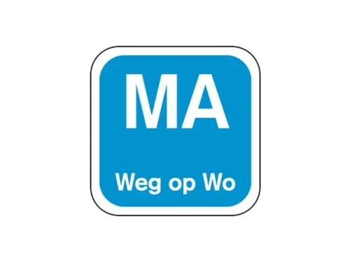 Label MA weg op WO Blauw Afwasbaar doos 1.000st