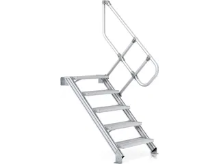 industriële trap,bordes H 3,22m,15treden,trede D 225mm,45° helling - 2