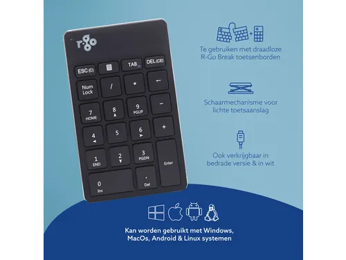 Numeriek Toetsenbord R-Go Numpad Break Draadloos Zwart