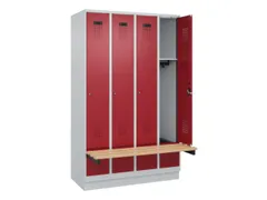 locker met bank,HxBxD 1950x1200x815mm,4vak,vak B 300mm,cilinderslot