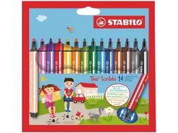 Viltstift STABILO Trio Scribbi 368/14 assorti etui à 14 stuks