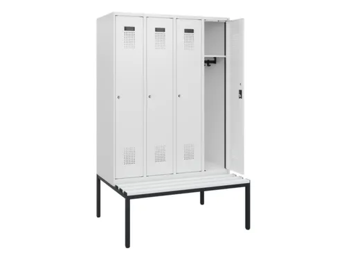 locker met bank,HxBxD 1950x1200x815mm,4vak,vak B 300mm,cilinderslot