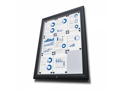 Vergrendelbaar vitrine mededelingenbord Outdoor 9xA4 Zwart