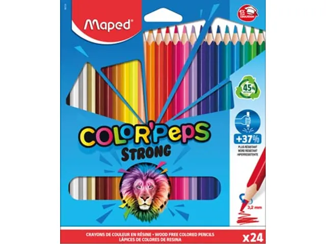 crayon de couleur Color'Peps Strong, 24 crayons en étui cartonné