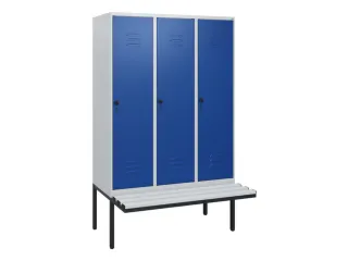 locker met bank,HxBxD 1950x1200x815mm,3vak,vak B 400mm,draaigrendel - 1