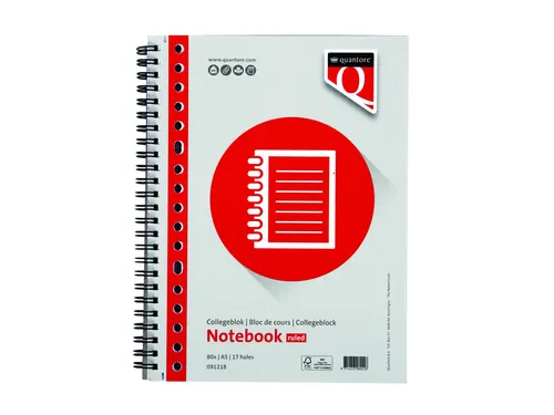 Collegeblok Quantore A5 lijn 17-gaats 80vel 70 gram