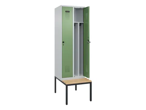 locker met bank,voor scheiding van kleding,HxBxD 2120x600x815mm,2vak