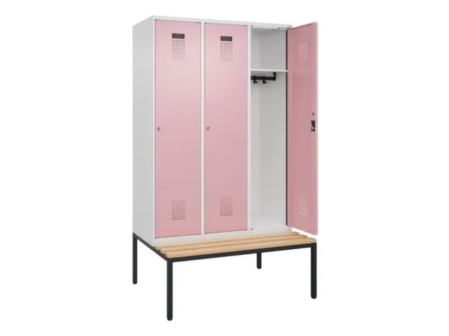 locker met bank,HxBxD 2120x1200x815mm,3vak,vak B 400mm,cilinderslot