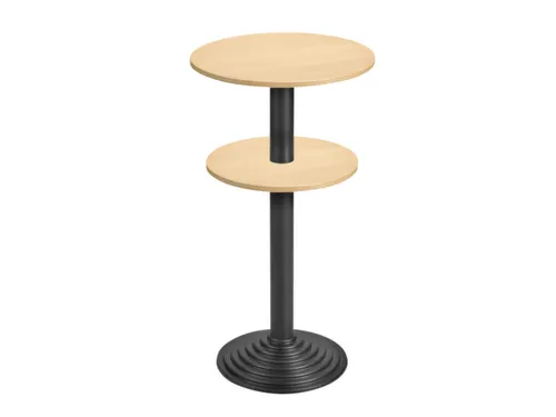 Statafel Gietijzeren Poot H 110cm Blad Ø Boven/Onder 60/50cm Beuken