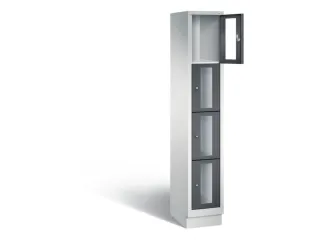 Lockerkast 1800x320x500mm 1x4 vakken Cilinderslot, Sokkel, RAL7021 - 1