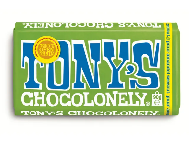Chocolade Tony Chocolonely puur amandel zeezout reep 90 gram