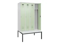 locker met bank,voor scheiding van kleding,HxBxD 2120x1200x815mm,4vak