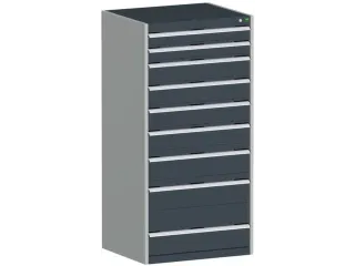 ladekast HxBxD 1600x800x750mm 9laden RAL7035 front RAL7016 - 2