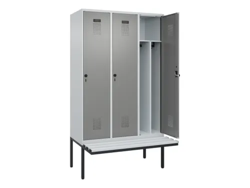 locker met bank,voor scheiding van kleding,HxBxD 2120x1200x815mm,3vak