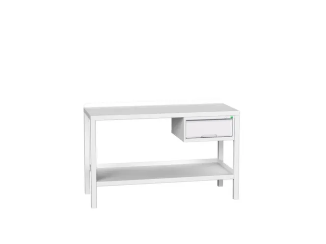 werkbank,HxBxD 910x1500x600mm,staalblad,4voeten,uitrusting: lade