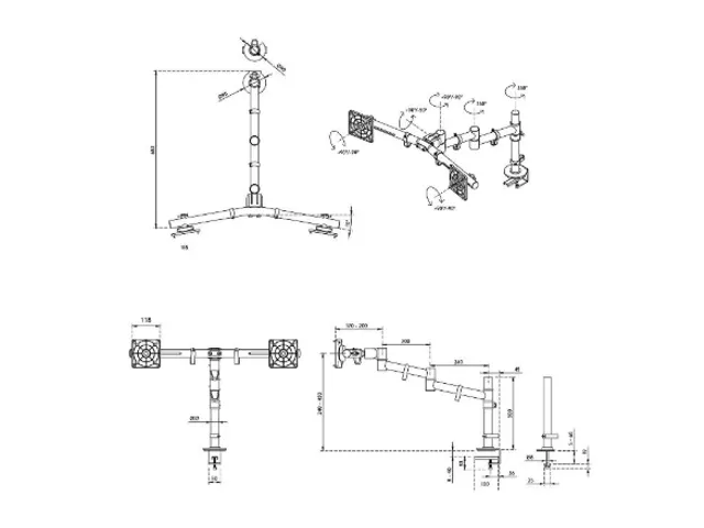 Monitorarm Viewgo Voor 2 Schermen 360° draaibaar Wit